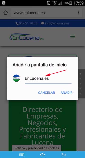 Añadir acceso directo a EnLucena.es, título