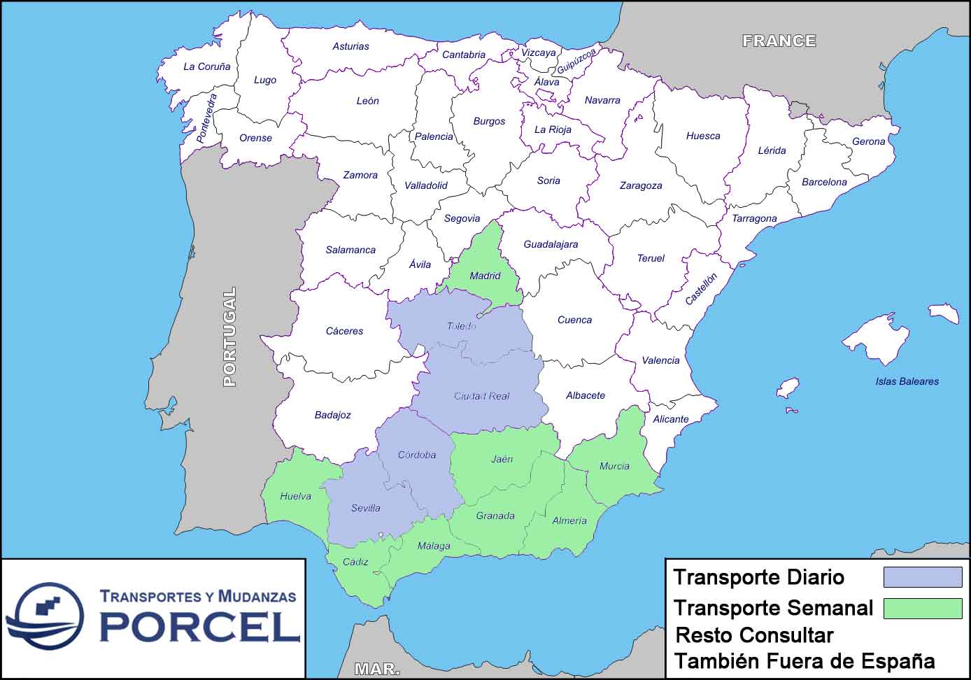 Mapa Transportes y Mudanzas Porcel
